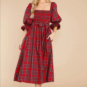 Red Dress: Everyday Cheer Red Plaid Maxi Dress